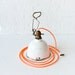 Antique Industrial Light- White Porcelian Clip Lamp w/ Neon Ornage Color Cord