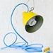 Vintage Clip Light - Retro Work Lamp w/ Blue Color Cord