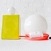 15% SALE - Vintage Yellow Cube Bowl Mod Lamp w/ Neon Pink Color Cord
