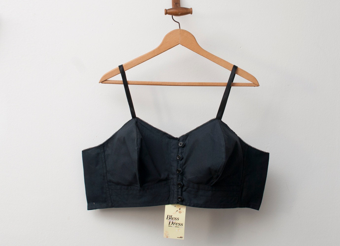 1940 black bullet bra bombshell dead stock Vintage lingerie - blessthatdress