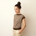 80s brown geometric cut tshirt unworn vintage XS