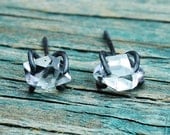 Herkimer Diamond & Oxidized Sterling Silver Post Earrings
