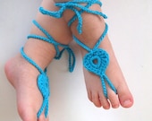 Baby Lace Sandals-Crochet Baby Barefoot Sandals-Beach Anklet Yoga,Bridal Cuff Gypsy Lace Sandals Crochet Sandals-Your choice of color