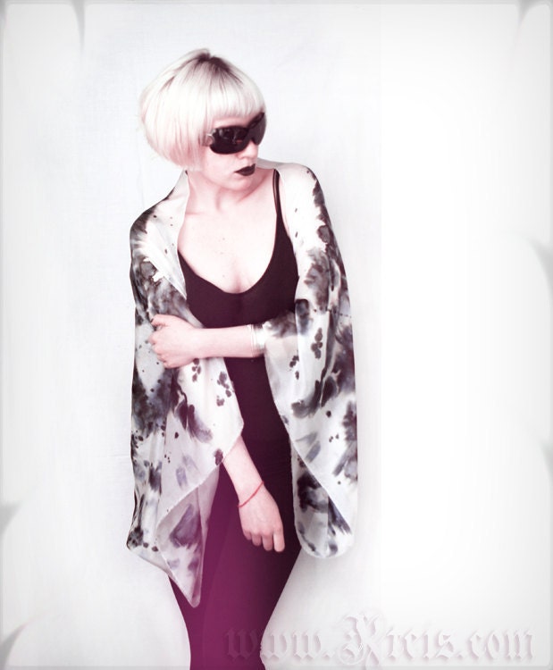 Hand painted silk shrug - rorschach