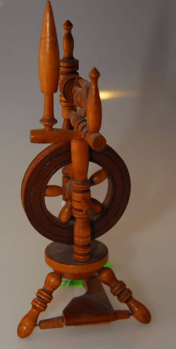 Miniature Wood Working Spinning Wheel Folk by justbecauseshecan