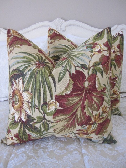 reserved for pamela...Pillow, Decorative Throw Pillow Cover, Designer Raspberry St Croix Indoor Outdoor Pillow Cover 26 x 26