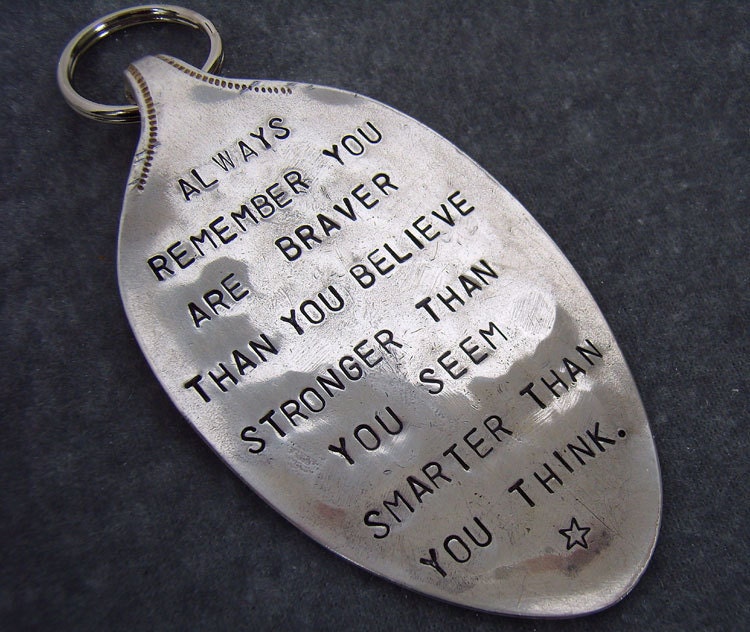 Braver, Stronger, Smarter vintage spoon keychain