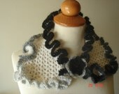 Clearance Sale Ivory White Neck Warmer Ruffled Feminine with a Flower