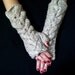 Fingerless Gloves Chunky Light Brown Tweed Cabled Wrist Warmers, Super Warm , Soft and Long