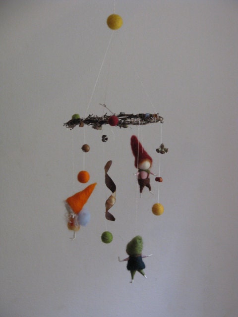 A needle felted forest mobile, made to order