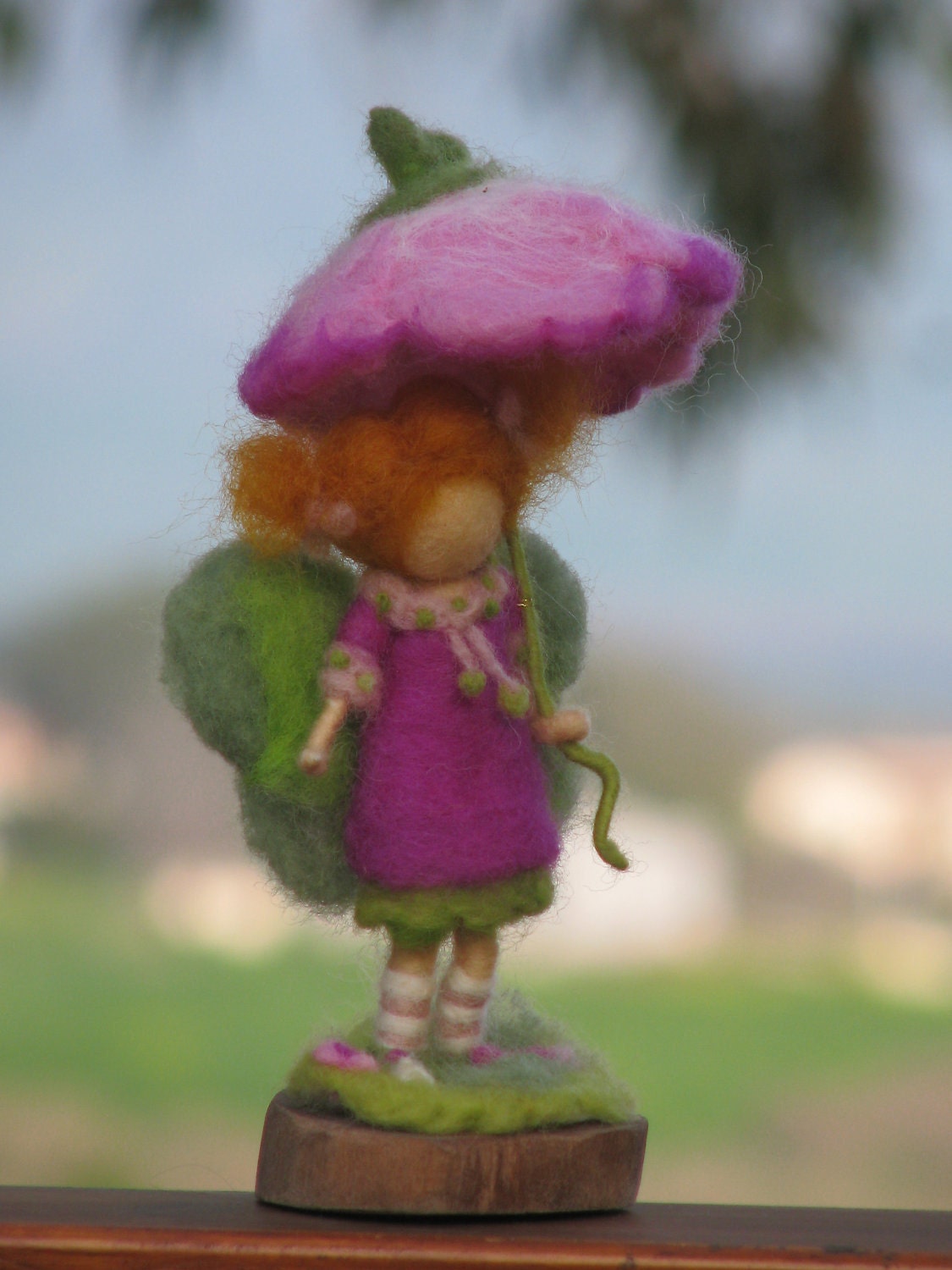 Its raining day, needle felted fairy decoration