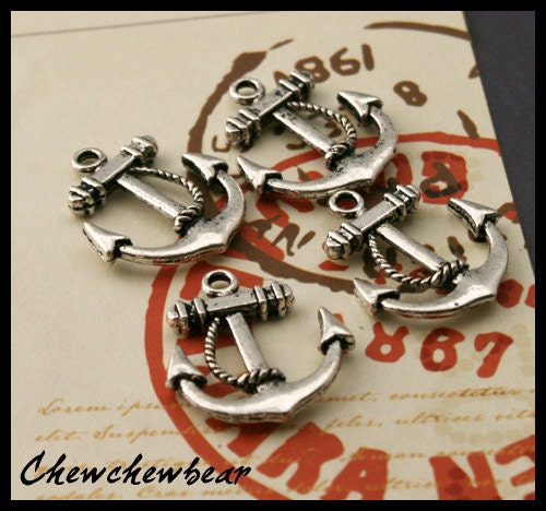 Anchor Charm Pendant Silver 20mmx23mm 20 pcs