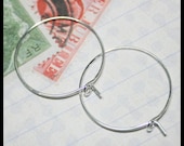 Silver Plated Wine Glass Charm Rings Earring Hoops 29x25mm - 200