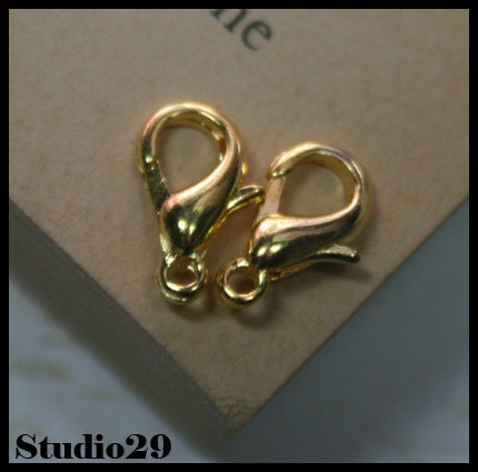 25 Pcs Gold Plated lobster Parrot Clasps 12x6mm