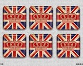 British Flag Crown Cabochon Epoxy Resin Sticker Handmade Square 1 Inch - 6