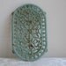 Vintage Iron Trivet Large Metal Blue Green Rusty Patina Ornate Wall Decor FABULOUS