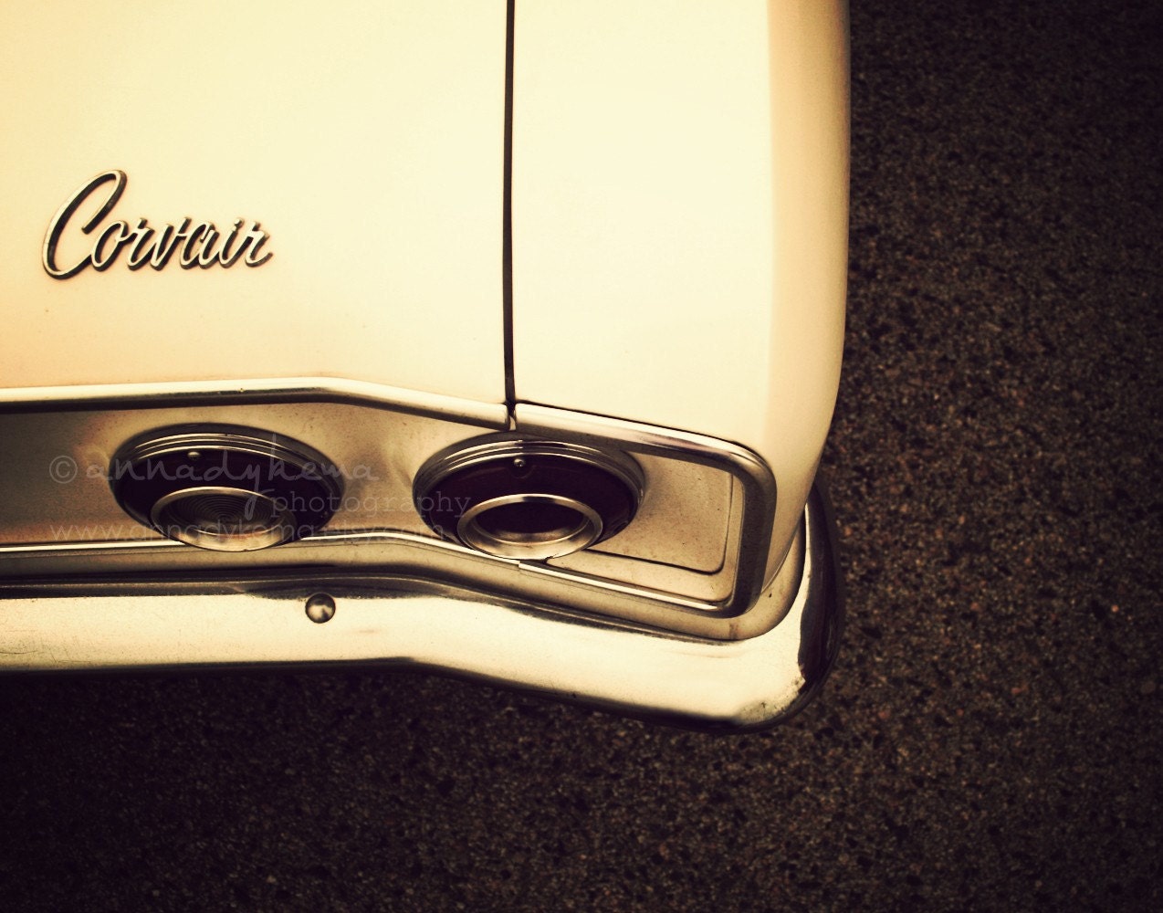 retro home decor vintage car midcentury americana mad men gold cream rhubarb french roast -  Corvair - 8 x 10 Fine Art Photography Print