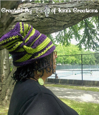 Lime Green and Purple Gele Open Top Wrap Fedora