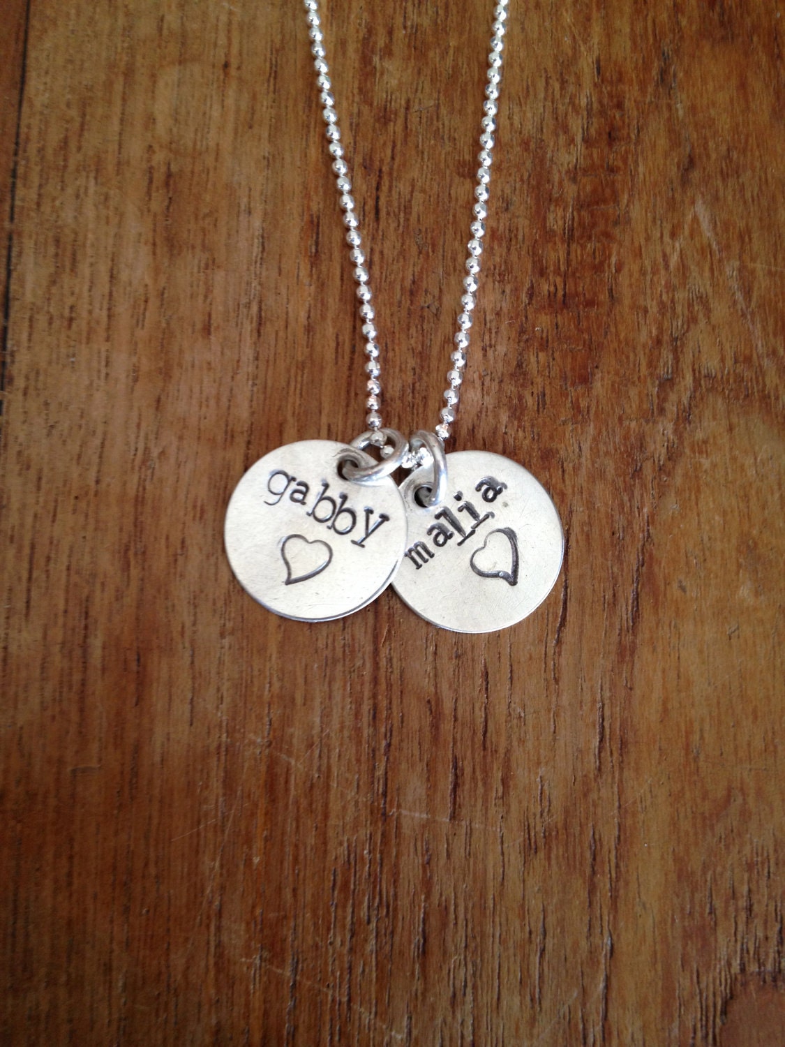 Personalized two sterling silver disc necklace