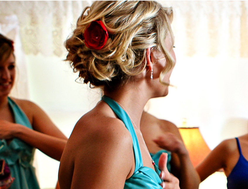 Poppy Red Bridal Hair Flowers