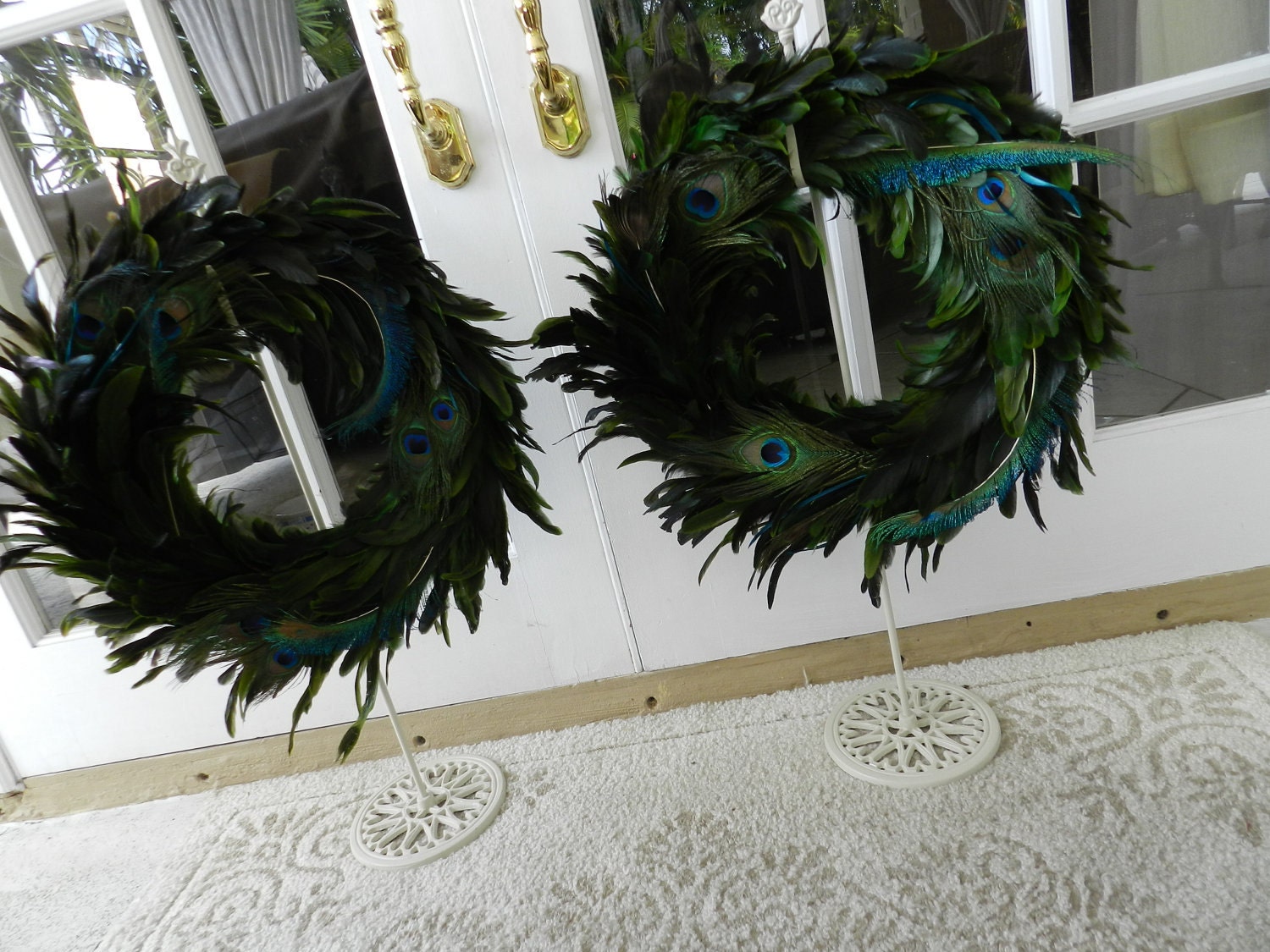 SPECIAL LISTING for Kim Manci -set of Peacock Feather Wreath