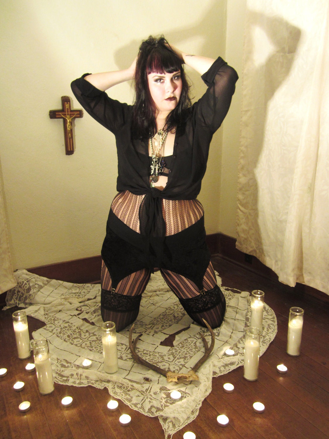 LIMITED EDITION Black Crushed Velvet Garter Shorts