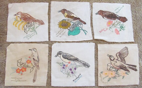 20 Primitive Vintage Artex Liquid Embroidery by ThisOrThatVintage