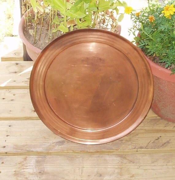 Vintage Copper Tray Large 16 Round Patina by InheritedTraits
