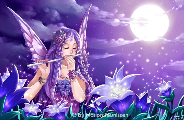 Night Fairy art print 11.7 x 16.5 inch print (A3 Size)