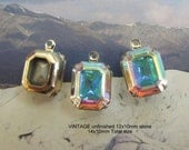 2  or Pair of Vintage Swarovski 12x10mm Pendants Clear Crystal AB  Pendants