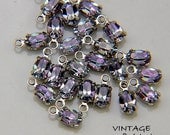 Sale - 6 - 6x4mm  Swarovski Oval Rhinestones Drops - Vitrail Light Purple - Silver settings -  One Loop