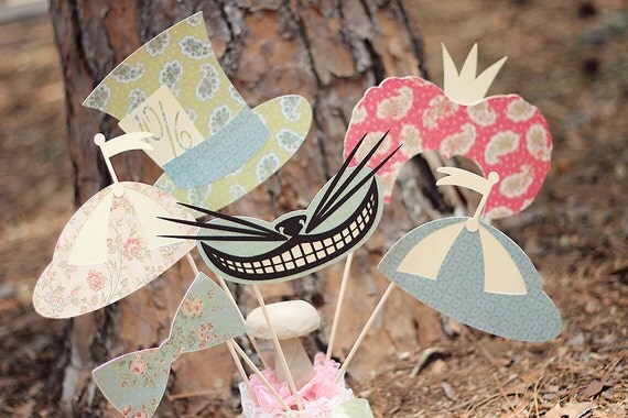 Alice In Wonderland Vintage Photo Booth Props-Shabby Roses and Cream- Pastels