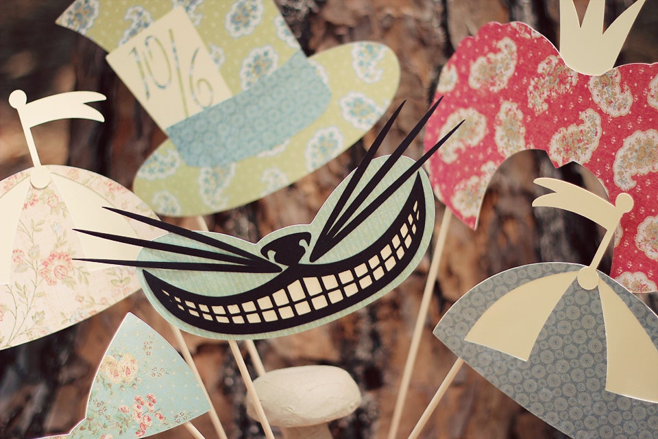 Alice In Wonderland Vintage Photo Booth Props-Shabby Roses and Cream- Pastels