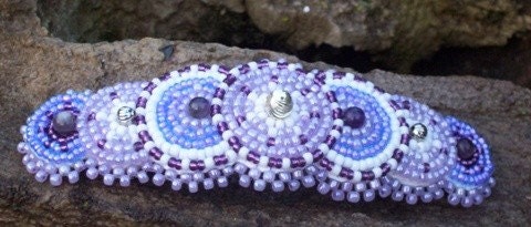 Handmade Beaded Native Barrette Purple New Gift