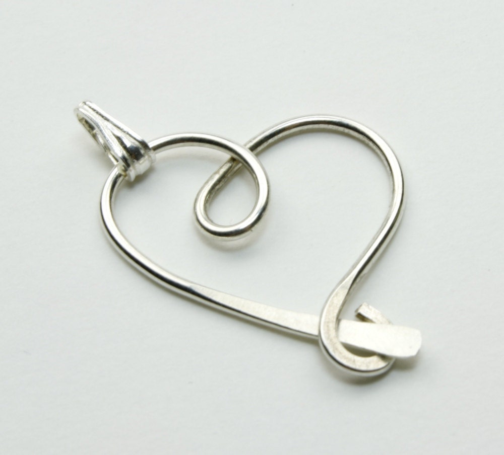 Hammered Heart Pendant Sterling Silver Freeform 18 Inch Chain - Nayali