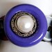 Electric button bracelet pearl purple black and silver OOAK statement  jewelry expandable women's gift