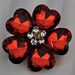 Red cocktail ring flower button statement gift for her adjustable Valentine's Day