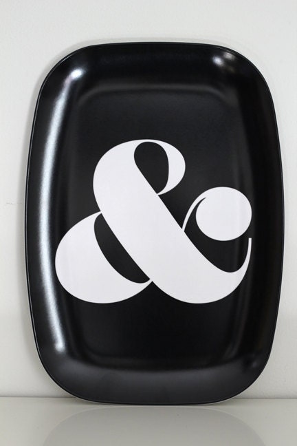 Ampersand Melamine Platter - black & white