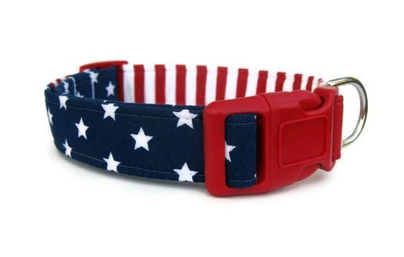 Red White and Blue Dog Collar - Uncle Sam Stars and Stripes
