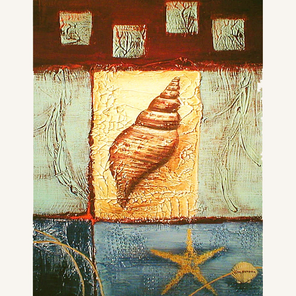 Coastal Inspired Original Painting Tulip Shell
