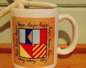 Coastal Ceramic Mug Ahoy in Nautical Flags