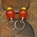 SIX DOLLAR earrings FuNkY round tangerine acrylic Czech Swirl Silver plated Ear Wire