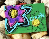 ACEO Create Whimsical Flower Painting ORIGINAL Trading Card
