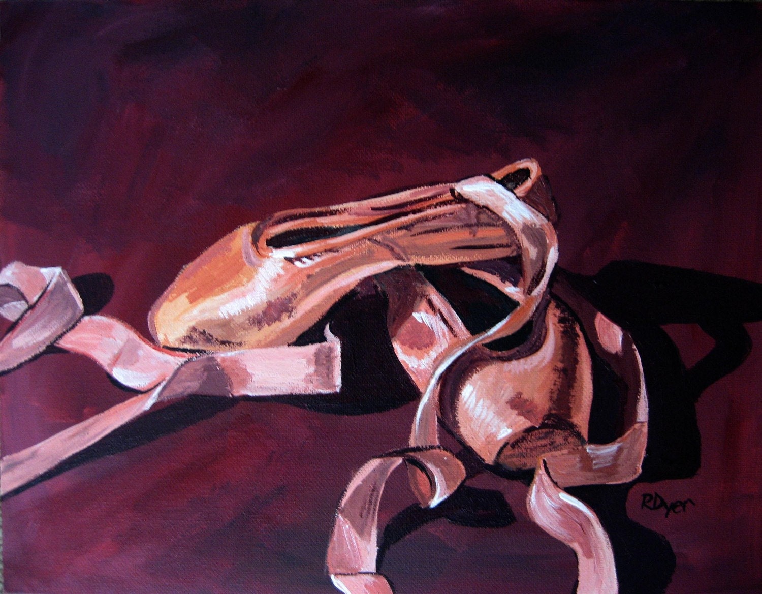 original painting pointe shoes 2 by rachelledyer on Etsy