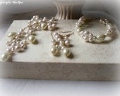 Bridal Necklace Set - Earrings, Bracelet, Necklace -Sweet Pea Bridal Set -  Wedding Accessories, Made To Order