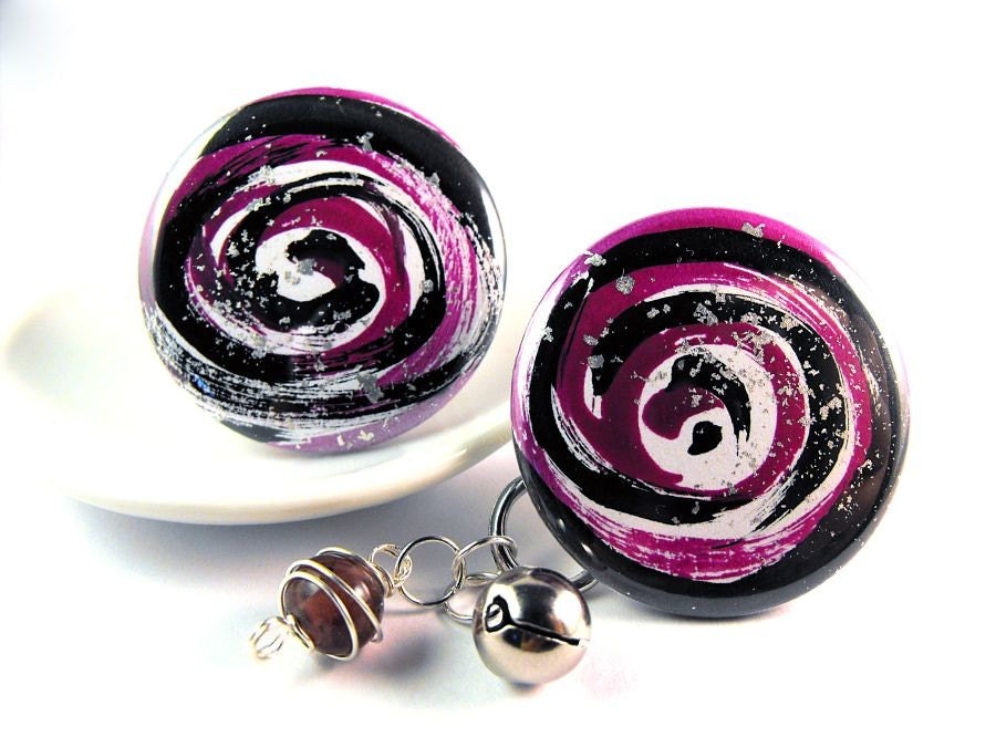 Pinback buttons, badges - Blueberry Lollipop 1.5 inches -38mm in diameter, painted with watercolors