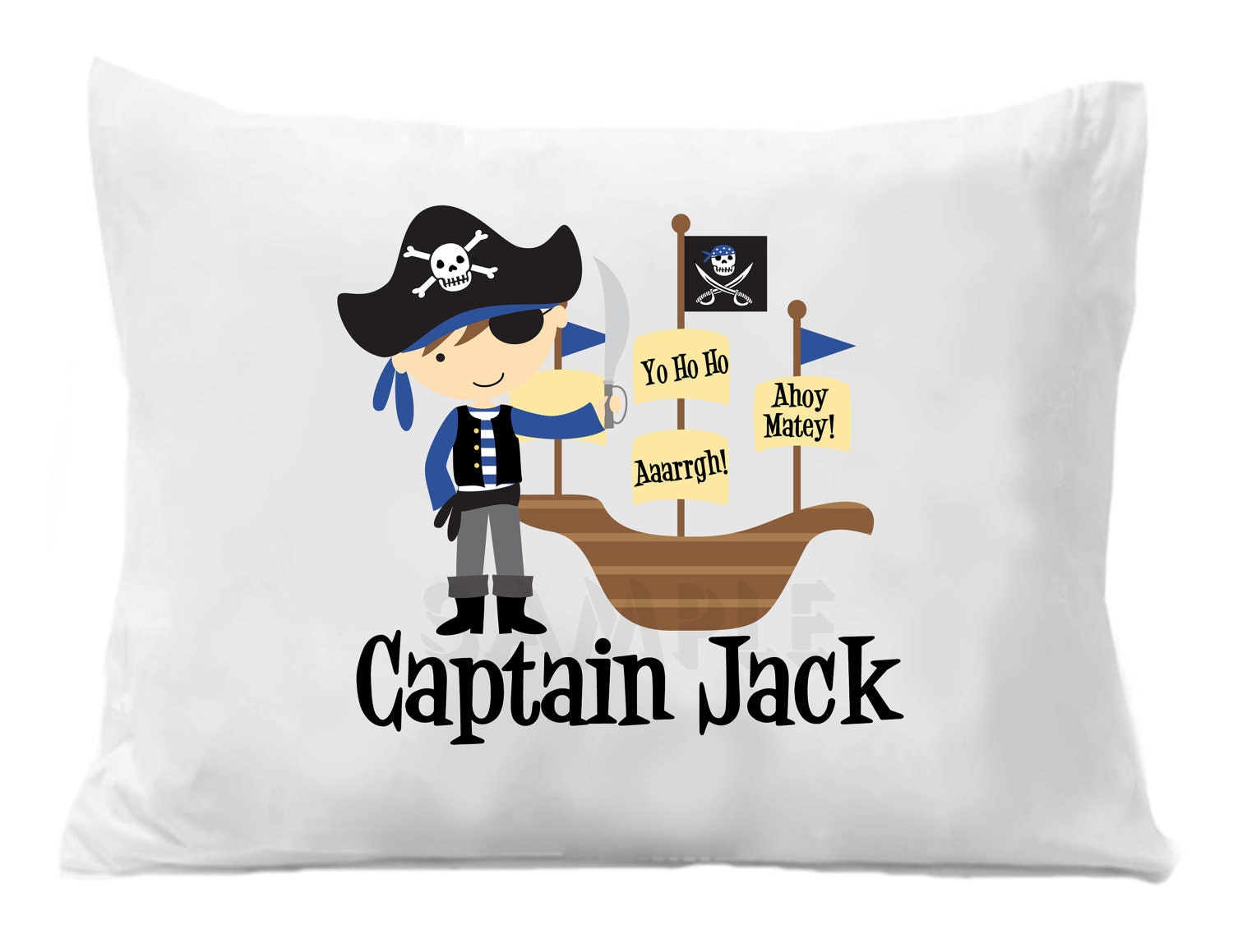 Pirate Pillow Case Personalized Boys or Girls Il_570xn