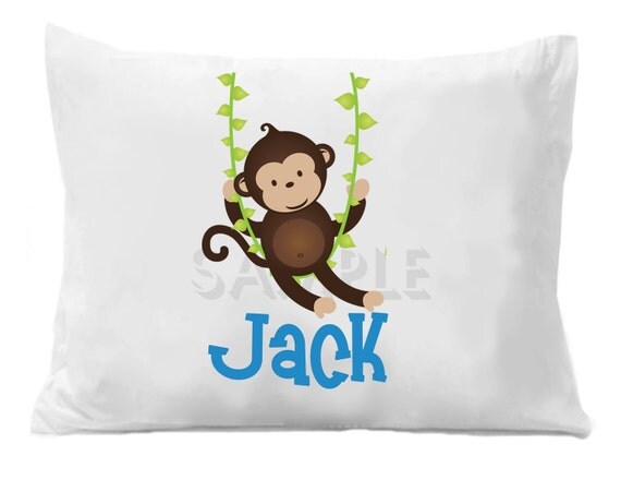 Personalized Pillow Case Monkey Personalized Pillowcase Boys or Girls Il_570xn