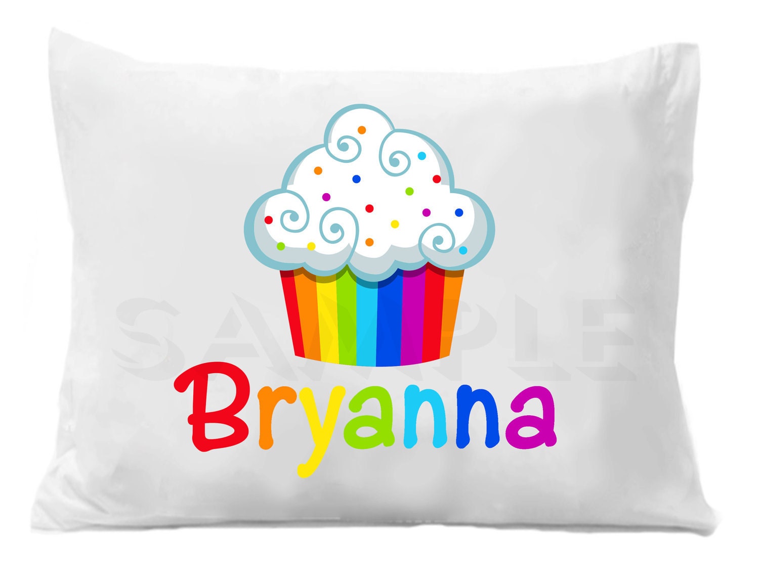 Cupcake Personalized Pillow Case Rainbow Cupcake Personalized Pillowcase Il_570xn