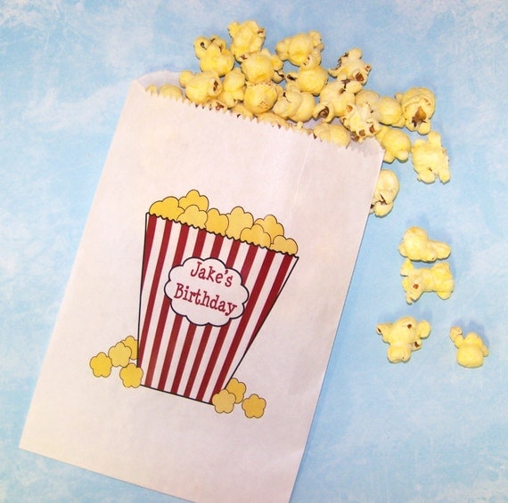 Movie Birthday Party, Popcorn Bag, Personalized Popcorn Goody Bag, Candy Bag, Party Favor Bag Set of 25 Il_570xn